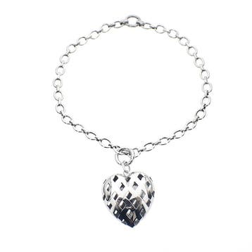 Zilveren anker schakelketting met een hart hanger; ZINZI, Handtassen en Accessoires, Kettingen, Ophalen of Verzenden, Gebruikt