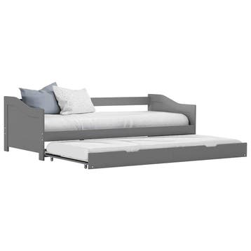 vidaXL Bedbank uittrekbaar grenenhout grijs 90x200 cm, Verzenden, Nieuw