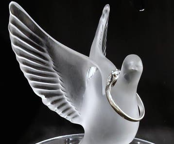 Lalique - Boîte à bijoux - Colombe - Cristal - Baguier