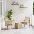 vidaXL Tuin Bistro Set 3 pcs Beige poly rattan, Verzenden, Nieuw