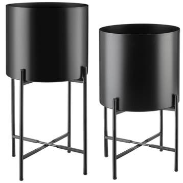 tectake Plantenstandaard Mine, 2-delige set, gepoedercoat st, Tuin en Terras, Verzenden, Nieuw