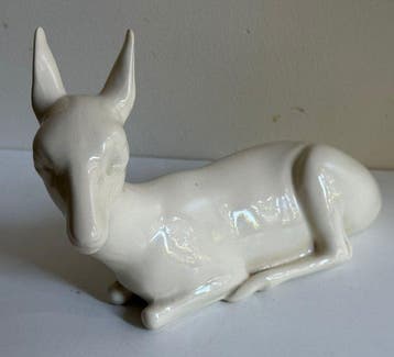 Beeld, Sarreguemines – Reclining Deer - 16 cm - Porselein -