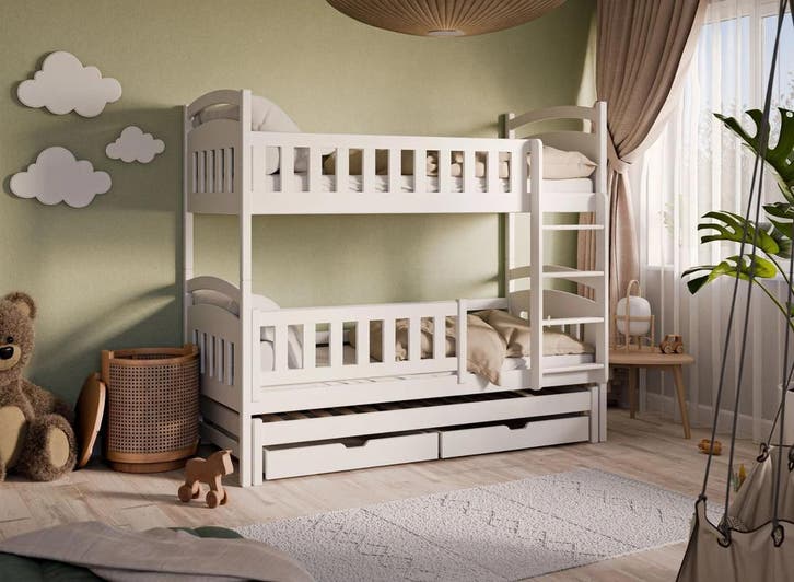 Stapelbed met Lade Bas - 3-persoons | Wit 80 x 160, Kinderen en Baby's, Kinderkamer | Stapelbedden en Hoogslapers, Nieuw, Verzenden