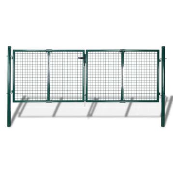 vidaXL Hekpoort staal 300x100 cm groen, Jardin & Terrasse, Portes de jardin, Verzenden