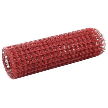 vidaXL Kippengaas 25x0,5 m staal met PVC coating rood, Tuin en Terras, Verzenden, Nieuw