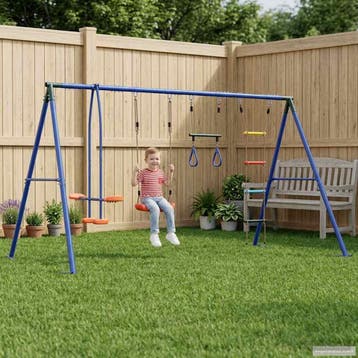 vidaXL Buiten Schommelset Meerkleurig Staal en PE, Kinderen en Baby's, Speelgoed | Buiten | Speeltoestellen, Verzenden, Nieuw