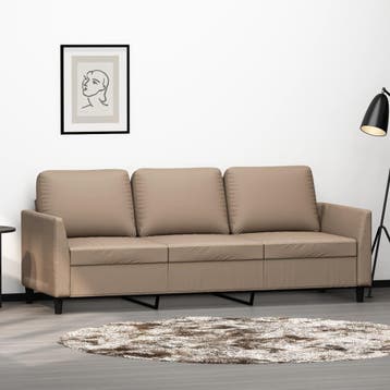 vidaXL Driezitsbank 180 cm kunstleer cappuccinokleurig, Verzenden