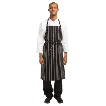 Chef Works Premium geweven schort zwart-wit gestreept | 65%, Verzenden