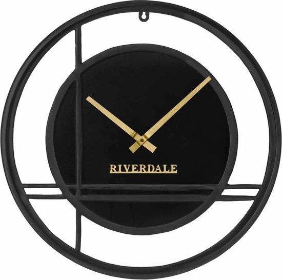Riverdale - Wandklok Dean Rond - Ø40cm - zwart Zwart, Huis en Inrichting, Woonaccessoires | Wanddecoraties, Nieuw, Verzenden