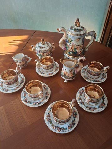 Capodimonte - Service à thé (9) - Porcelaine - pour 6, Antiquités & Art
