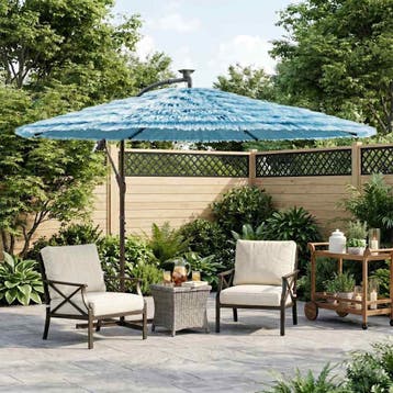 vidaXL Parasol met stalen paal 290x290x238 cm blauw, Tuin en Terras, Verzenden, Nieuw