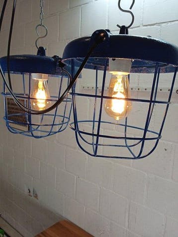 Plafondlamp (2) - Vintage industriële kooi-hanglampen -
