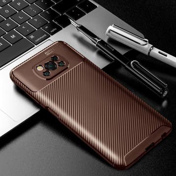 Xiaomi Poco M3 Hoesje - Carbon Fiber Textuur Shockproof Case, Verzenden