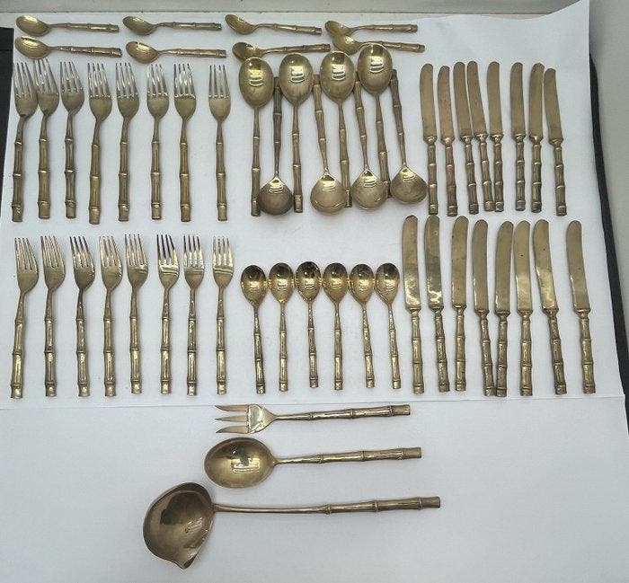 Bestekset - bamboe - Messing, Antiek en Kunst, Antiek | Meubels | Tafels