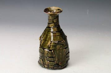 Vase - Grès - Japon - Bouteille de saké Oribe Glaze - Shugo