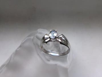 Argent, aigue-marine - Bague - Style Art déco