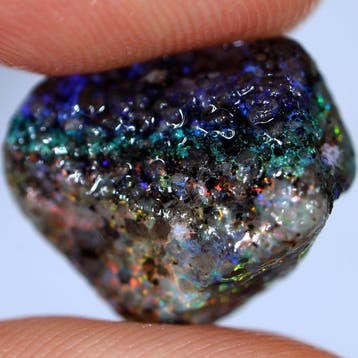 Zwarte Australische Regenboogopal Edelsteen Ruw- 1.1 g - (1)