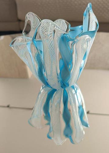 Murano - Vaas - Zakdoek Zanfirico met gedraaide kanen - Glas