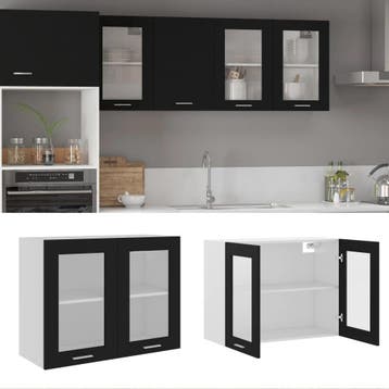 vidaXL Bovenkast Lyon 80x31x60 cm bewerkt hout zwart, Verzenden