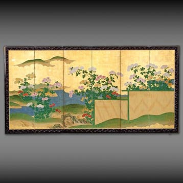 Paravent pliant avec un jardin de chrysanthèmes - papier de