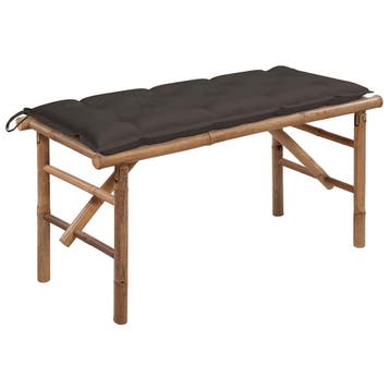 vidaXL Tuinbank inklapbaar met kussen 118 cm bamboe, Verzenden, Nieuw