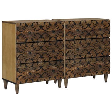 vidaXL Dressoir 2 pcs Bruin 60 x 33,5 x 75 cm Massief Mango, Verzenden, Nieuw