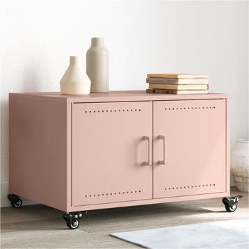 vidaXL Salontafel 68x50x43,5 cm staal roze, Huis en Inrichting, Verzenden, Nieuw