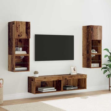 vidaXL TV Wand Eenheid 6 st Oud Hout Bewerkt hout, Verzenden, Nieuw