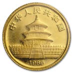 China. 5 Yuan 1986 1/20 oz Gold Panda Coin, Postzegels en Munten