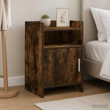 vidaXL Nachttafels Gerookt eiken 40 x 36 x 60 cm Bewerkt, Verzenden, Nieuw