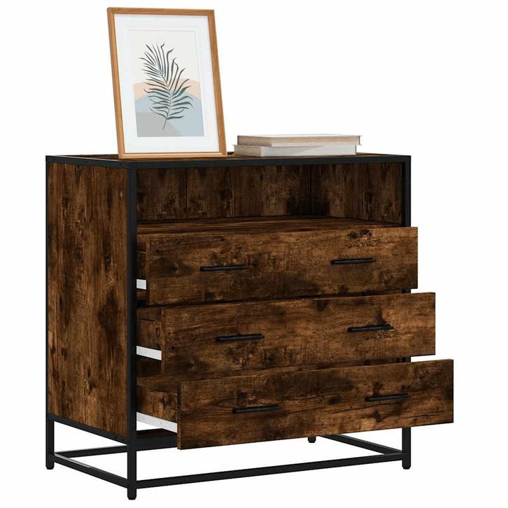 vidaXL Ladekast 70x41x70 cm bewerkt hout gerookt, Maison & Meubles, Armoires | Autre, Envoi
