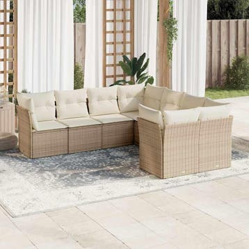 vidaXL 8-delige Loungeset met kussens poly rattan beige, Verzenden, Loungeset