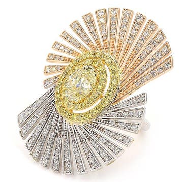 Bague de cocktail - 18 carats Or blanc - 2.37ct. tw. Jaune