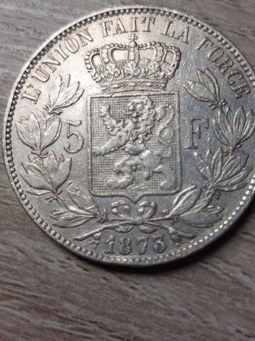 België. Leopold II. 5 Francs 1873 (Zonder minimumprijs)