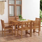vidaXL 7-delige tuinset 140x80 cm massief teakhout, Verzenden, Nieuw, Tuinset