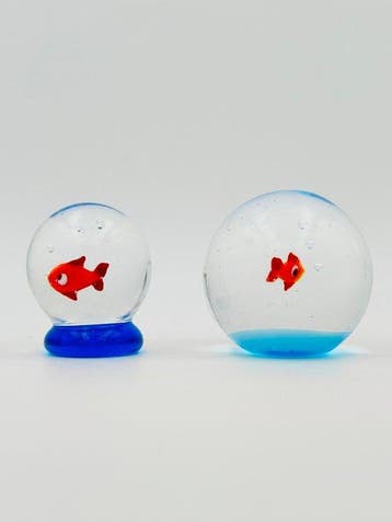 Handmade Murano glass - Sculpture, Boccia con pesce rosso -