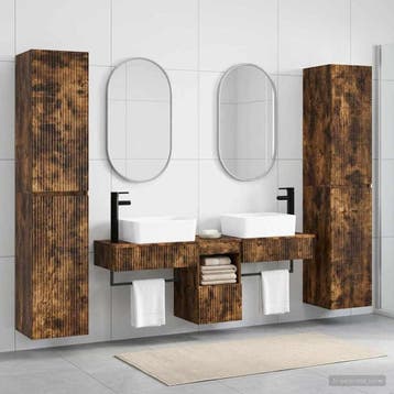 vidaXL Badkamermeubel Set 5 st Gerookt eiken 33 x 34,5 x 160, Maison & Meubles, Tables | Coiffeuses, Verzenden