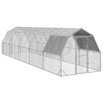 vidaXL Kippenren met dak 2,5x10x2,25 m gegalvaniseerd staal, Verzenden