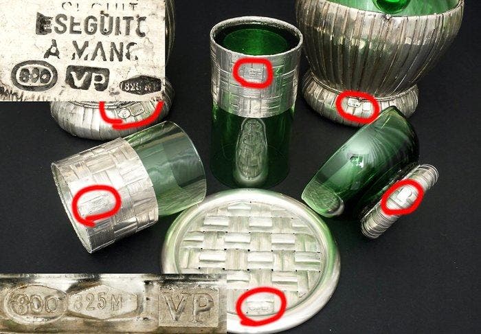 Vavassori & Pirovano - Service de boisson (16) - Lot de, Antiek en Kunst, Antiek | Zilver en Goud