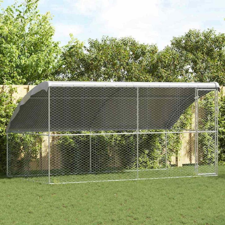 vidaXL Hondenhok 2 pcs Zilver 4 x 2 x 2 m Gegalvaniseerd, Dieren en Toebehoren, Hondenbenches, Nieuw, Verzenden