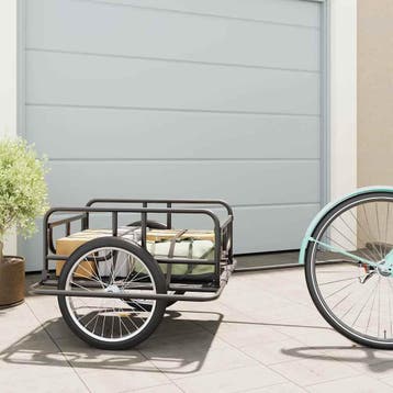 vidaXL Fietstrailer 130x73x48,5 cm staal zwart, Verzenden