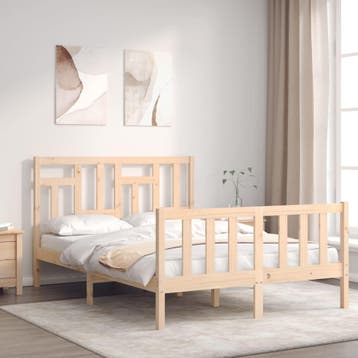 vidaXL Bedframe met hoofdbord massief hout, Verzenden, Nieuw