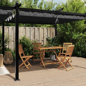 vidaXL Prieel met uittrekbaar dak 3x6 m aluminium, Verzenden