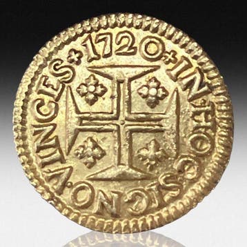 Portugal. D. João V (1706-1750). Gold Pinto Coin 1720, Postzegels en Munten, Munten | Europa | Niet-Euromunten