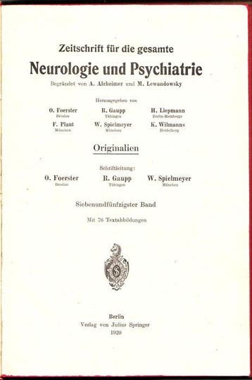 Hans Gerhard Creutzfeldt - Erstbeschreibung der