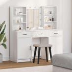 vidaXL Dressing tafel set met LED met lade 3 pcs Wit Bewerkt, Huis en Inrichting, Verzenden, Nieuw