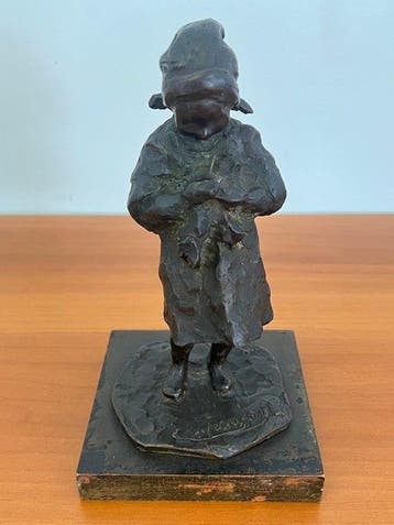 Giuseppe Franzese (1871 - 1956) - Sculpture, Bambina - 23 cm