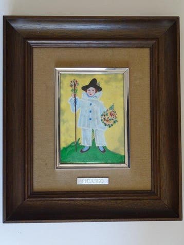 Harlekijn - After Picasso - Emaille plaat - Emaille, Antiquités & Art
