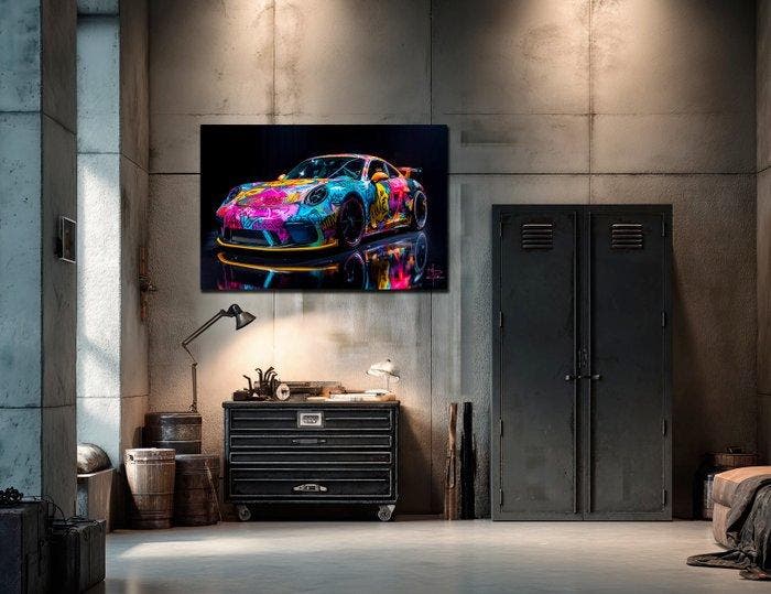 PLM-Art - Graffitis Porsche Car, Antiquités & Art, Art | Objets design