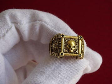 Argent, Plaqué or - Bague - Memento Mori, bague crâne